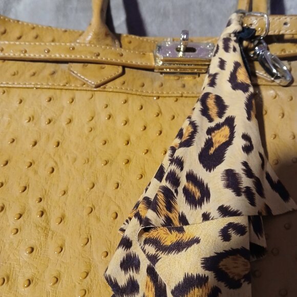 Stauer Women's Faux Ostrich Embossed Top Handle Purse Tan - Picture 3 of 15